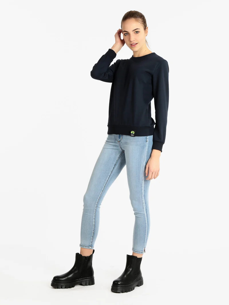 Felpa leggera donna girocollo - blu scuro