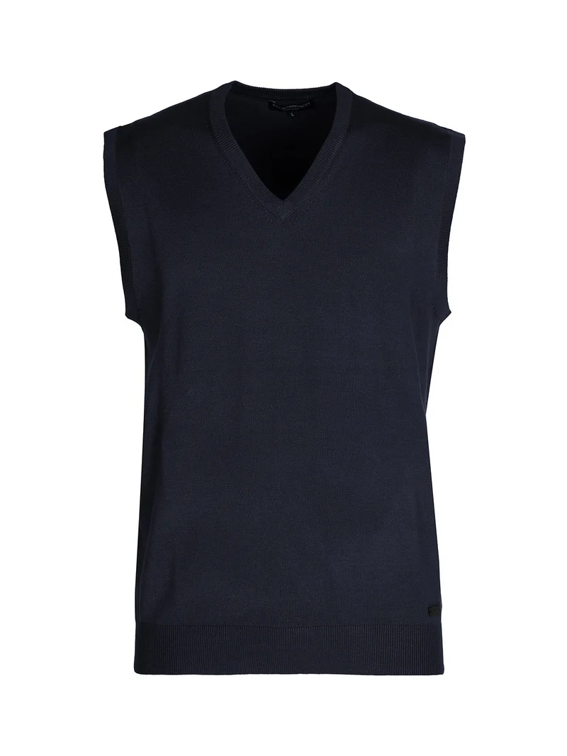 Gilet uomo smanicato in maglia - blu scuro