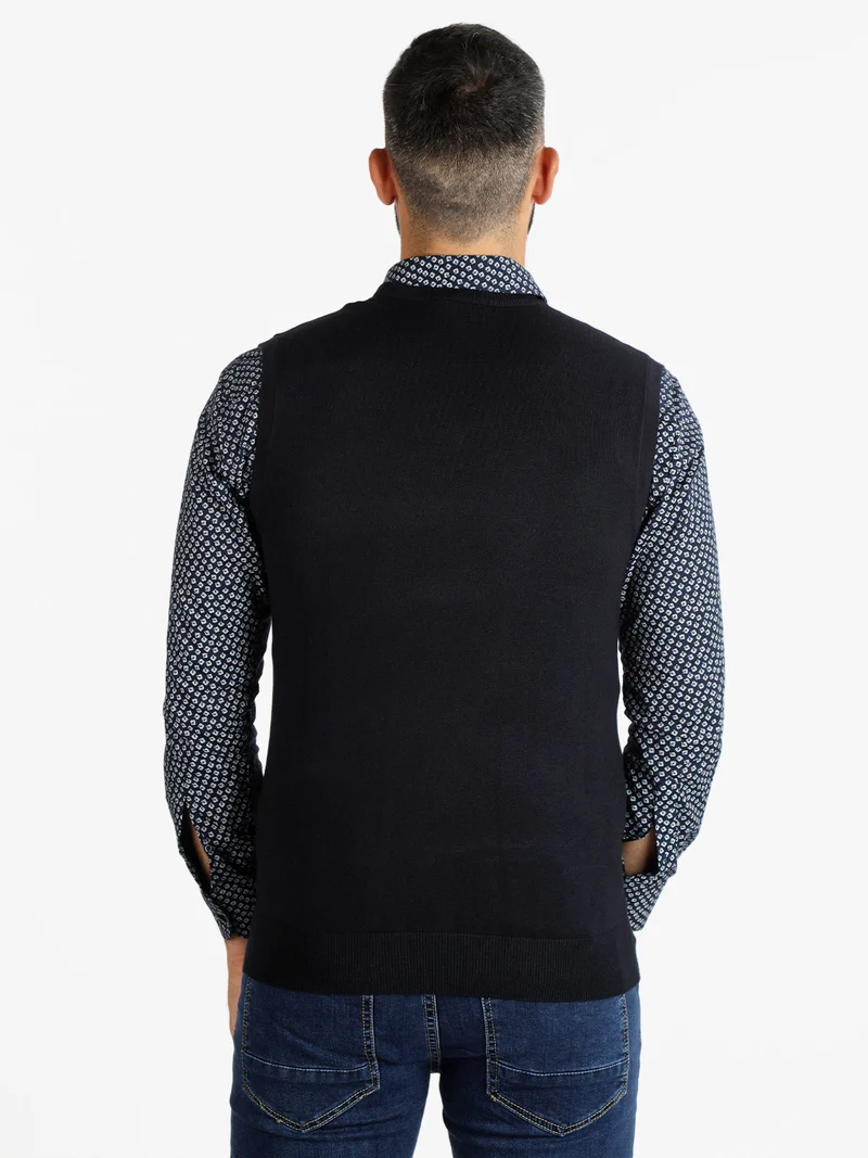 Gilet uomo smanicato in maglia - blu scuro