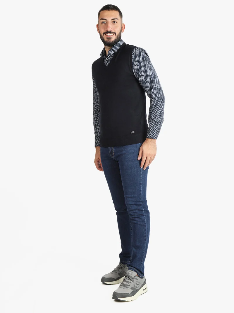 Gilet uomo smanicato in maglia - blu scuro
