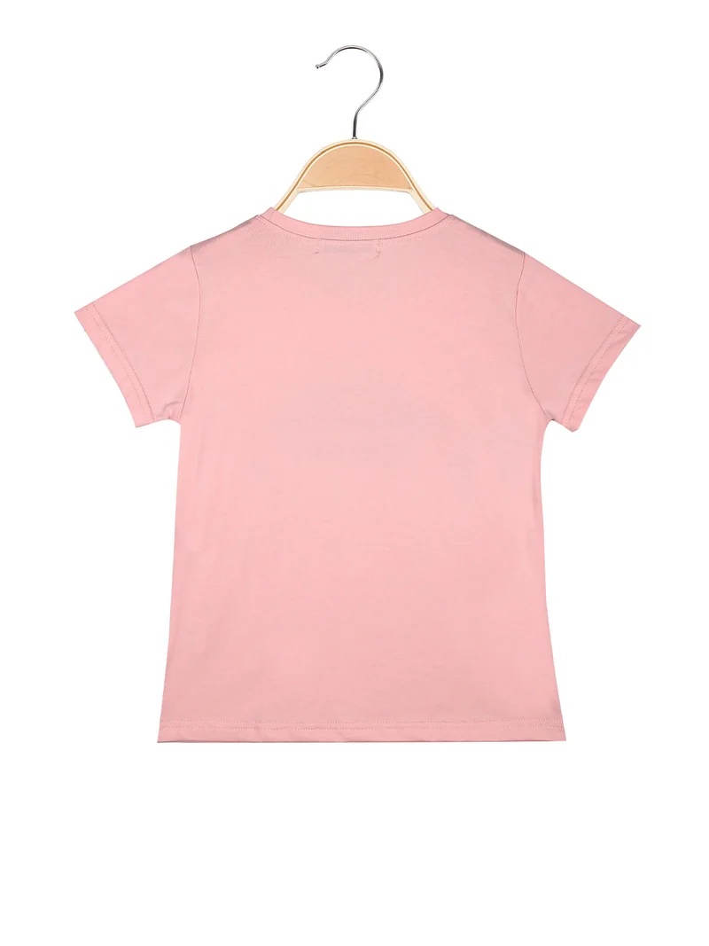 T-shirt da bambina con collana di perle - rosa