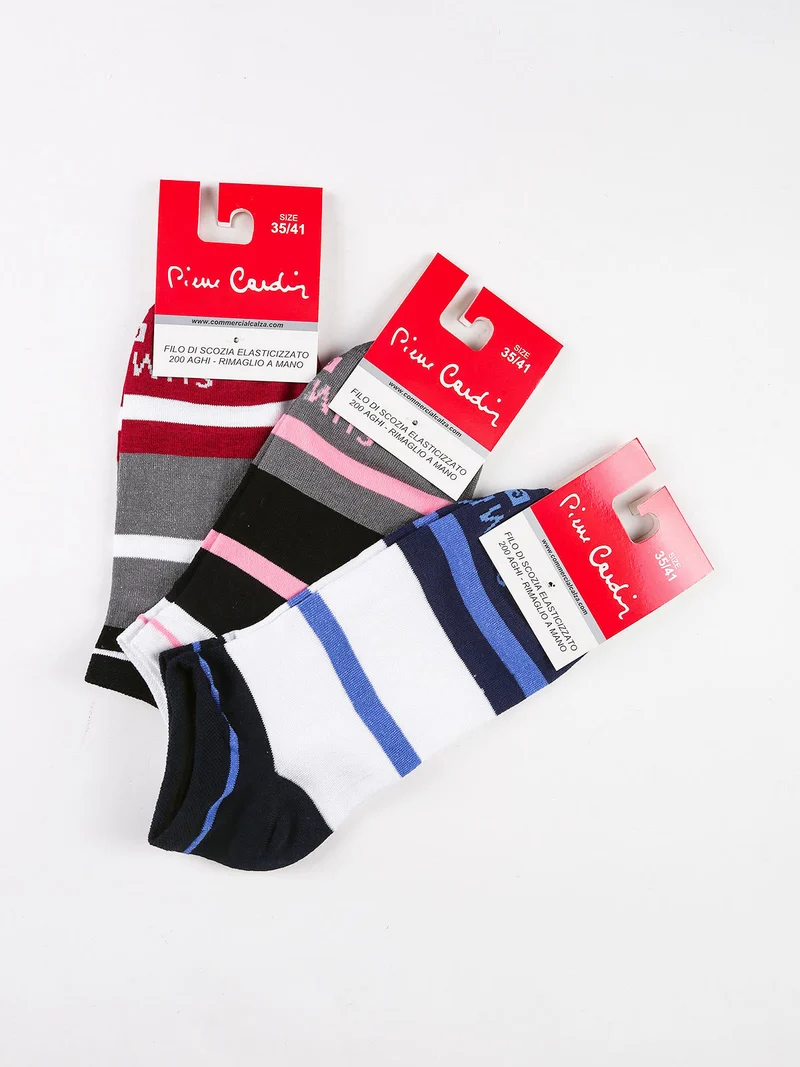 Calze corte donna a righe Confezione 3 paia - rosa