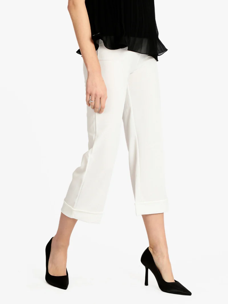 Pantaloni classici donna gamba larga - bianco