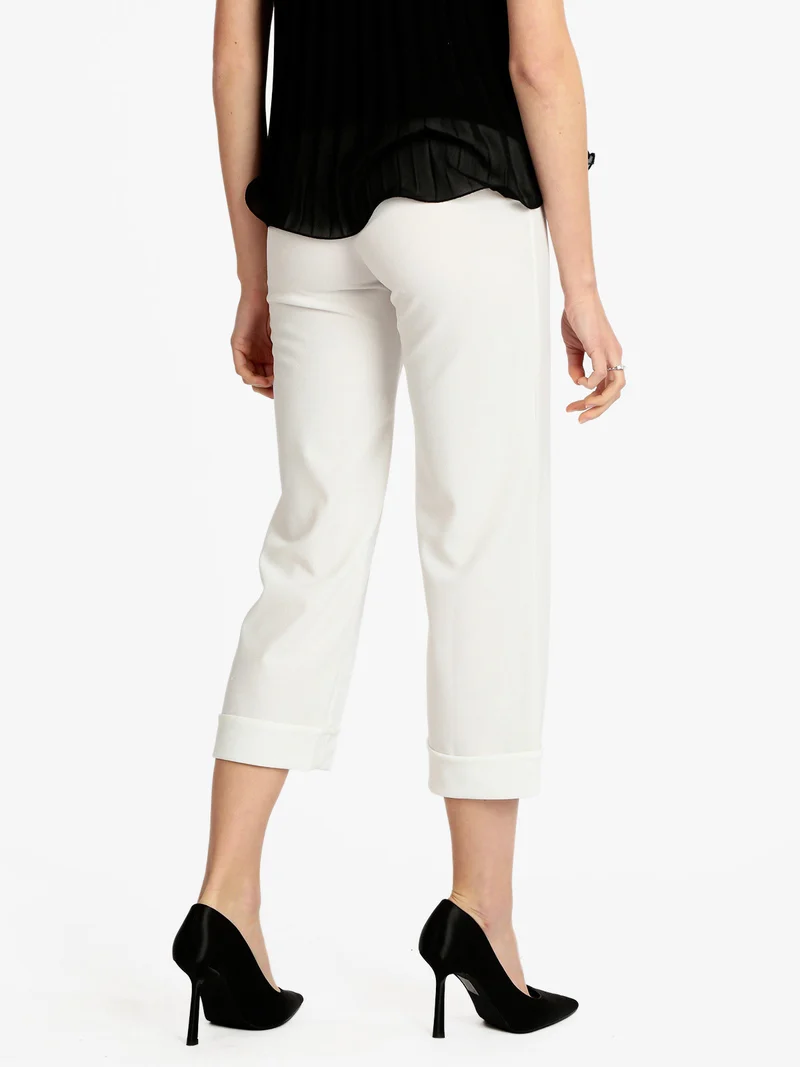 Pantaloni classici donna gamba larga - bianco