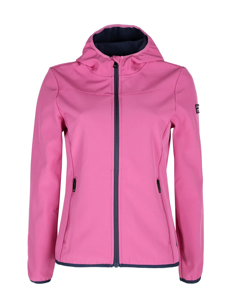 Giacca donna impermeabile con cappuccio e interno in pile - fucsia