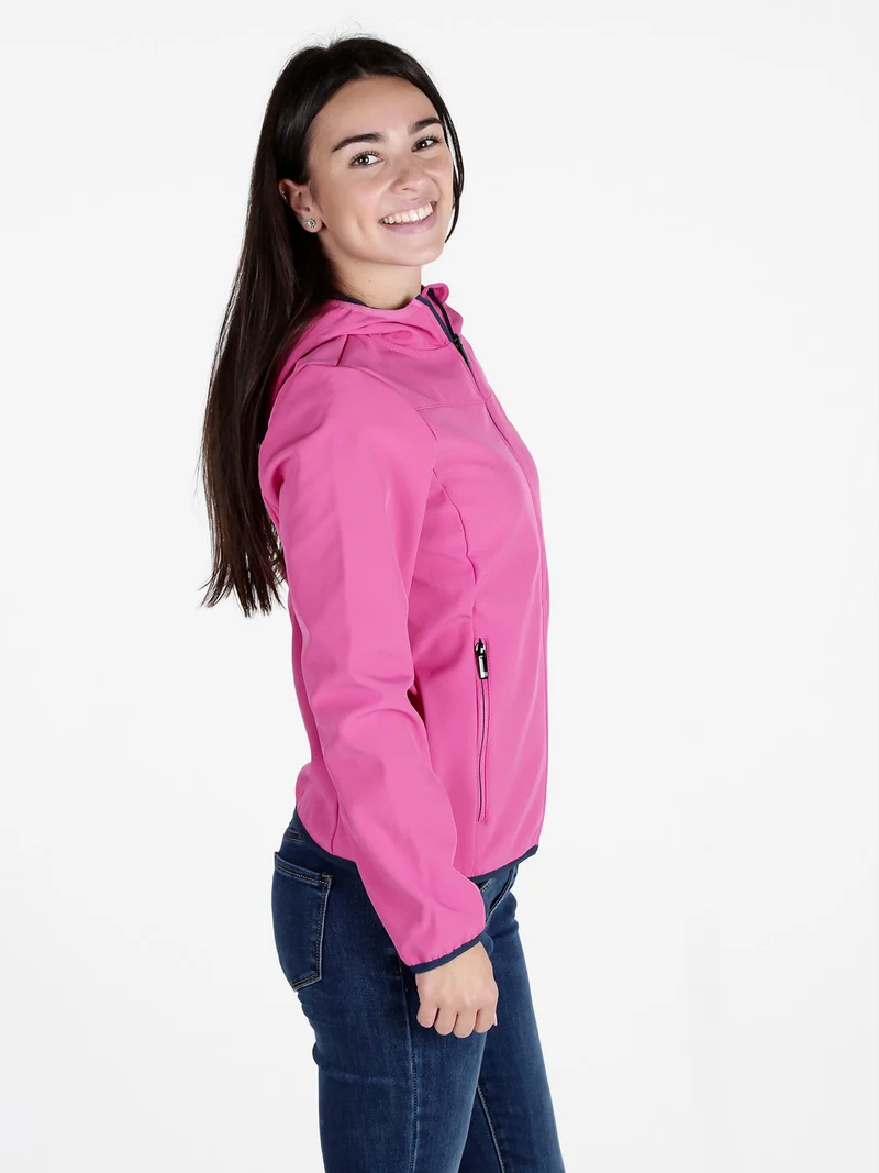 Giacca donna impermeabile con cappuccio e interno in pile - fucsia