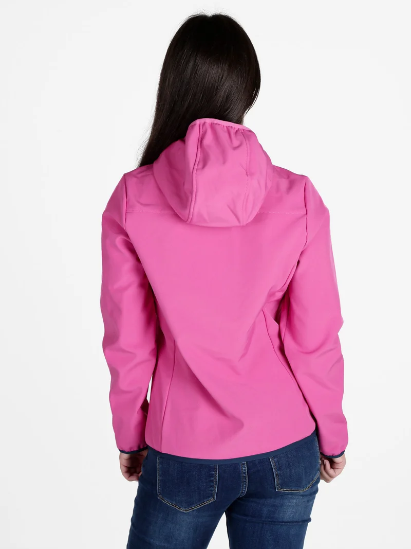 Giacca donna impermeabile con cappuccio e interno in pile - fucsia
