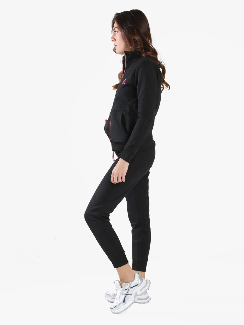 Completo tuta donna 2 pezzi con zip intera e interno felpato - nero