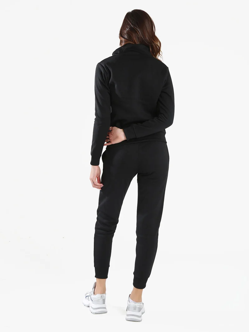Completo tuta donna 2 pezzi con zip intera e interno felpato - nero