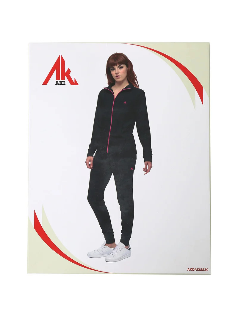 Completo tuta donna 2 pezzi con zip intera e interno felpato - nero