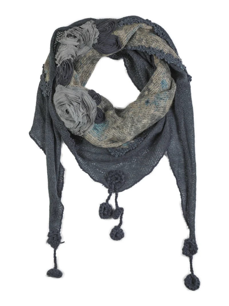 Sciarpa triangolare con fiori - blu