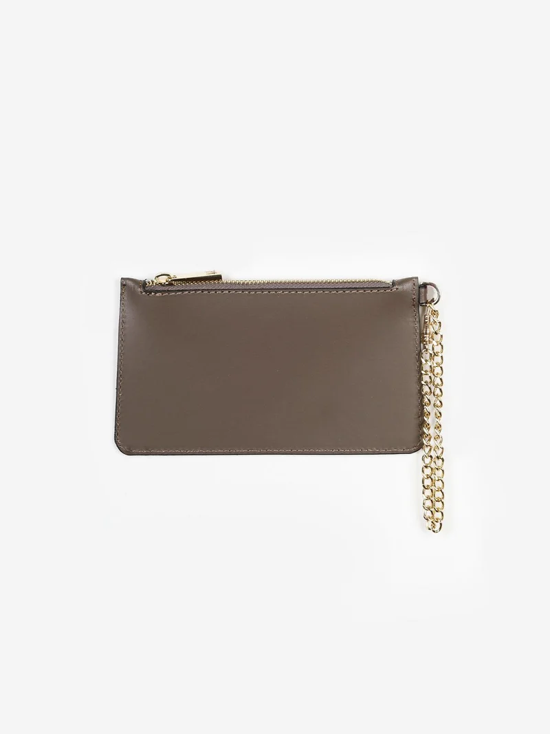 Bustina portamonete donna con catena - taupe