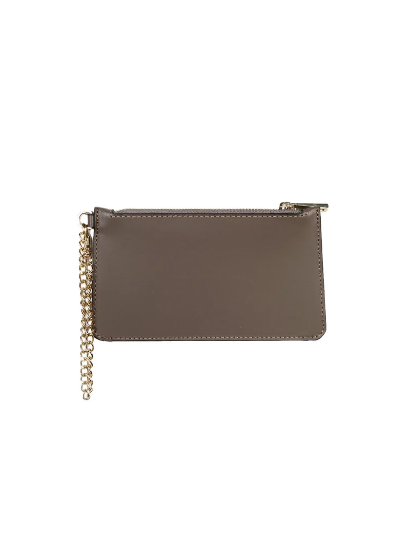 Bustina portamonete donna con catena - taupe