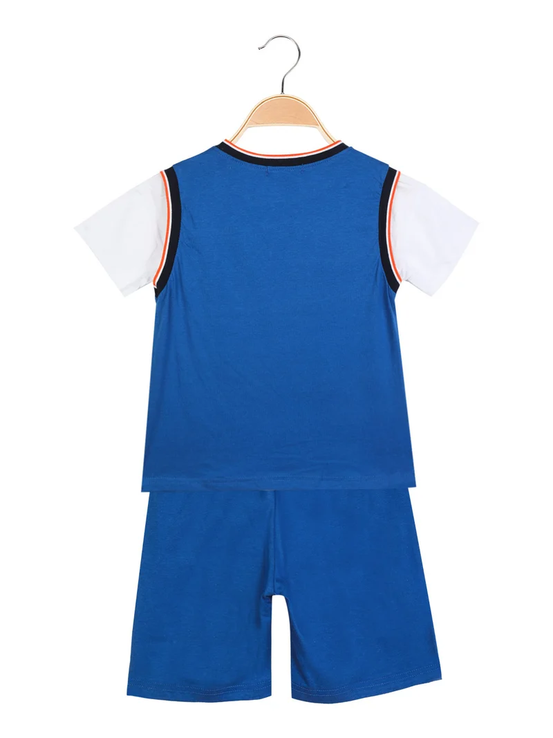 Completo estivo in cotone 2 pezzi da bambino - blu