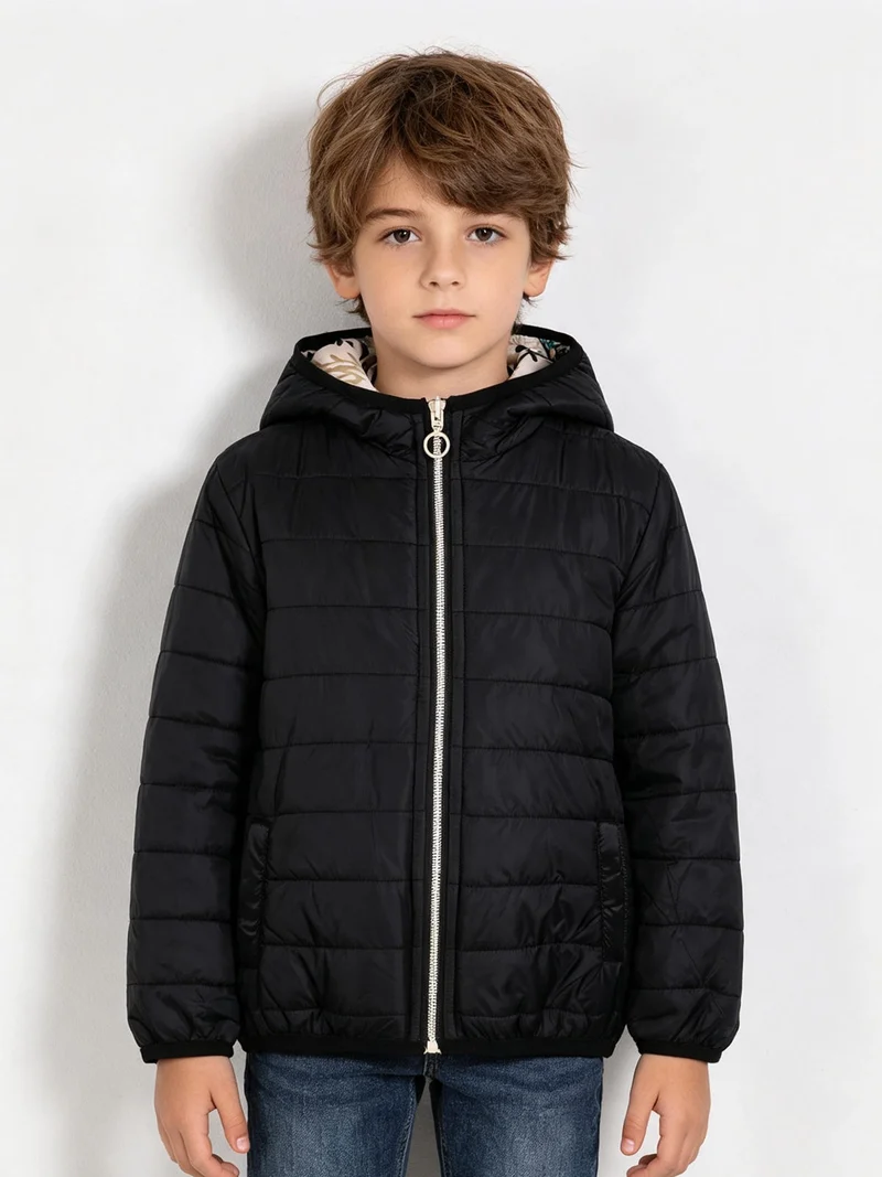 Giubbino 100 grammi da bambino reversibile con cappuccio e zip - nero