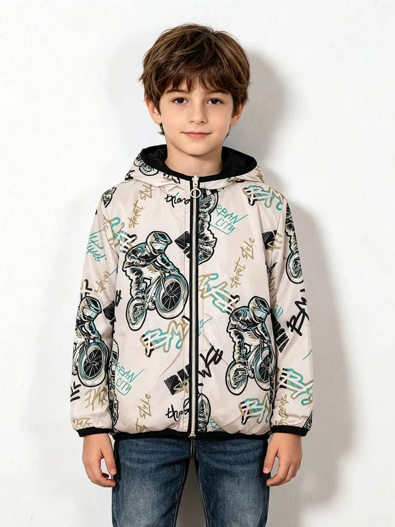Giubbino 100 grammi da bambino reversibile con cappuccio e zip - nero