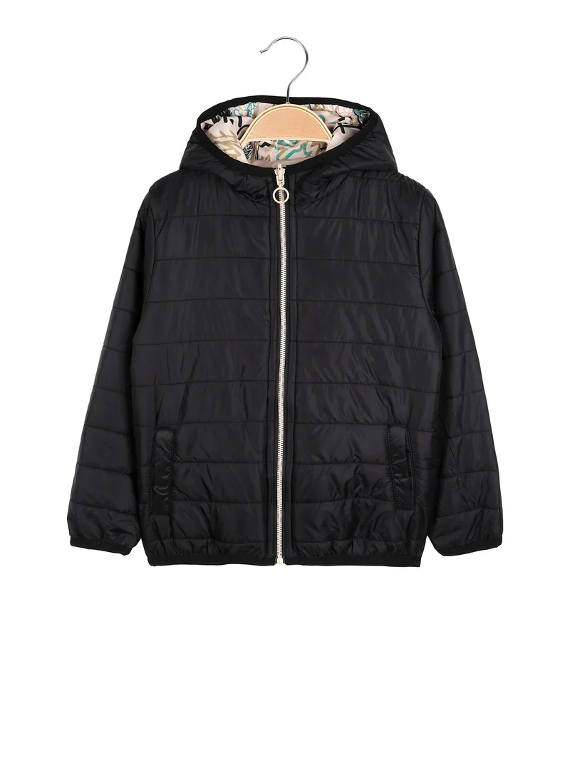 Giubbino 100 grammi da bambino reversibile con cappuccio e zip - nero