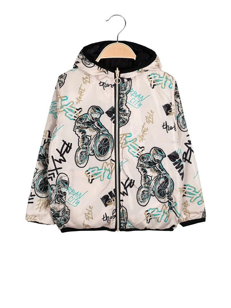 Giubbino 100 grammi da bambino reversibile con cappuccio e zip - nero