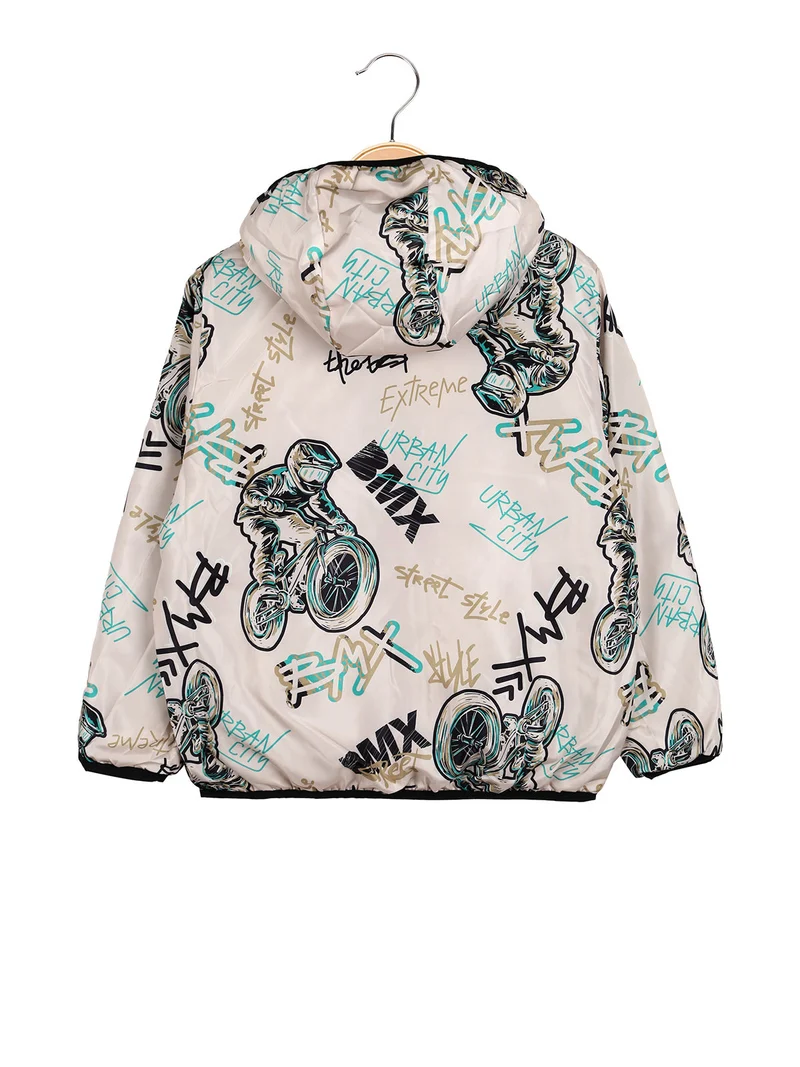 Giubbino 100 grammi da bambino reversibile con cappuccio e zip - nero