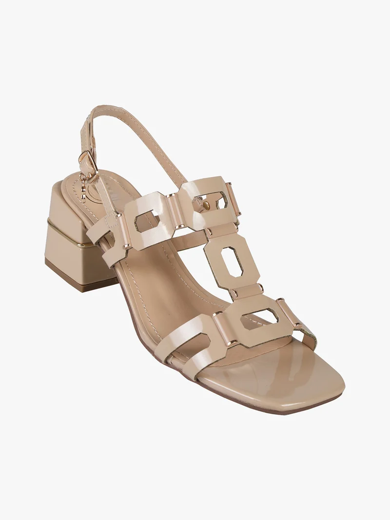 Sandali donna con tacco largo - beige