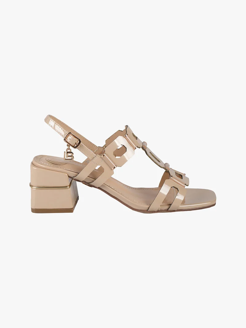 Sandali donna con tacco largo - beige