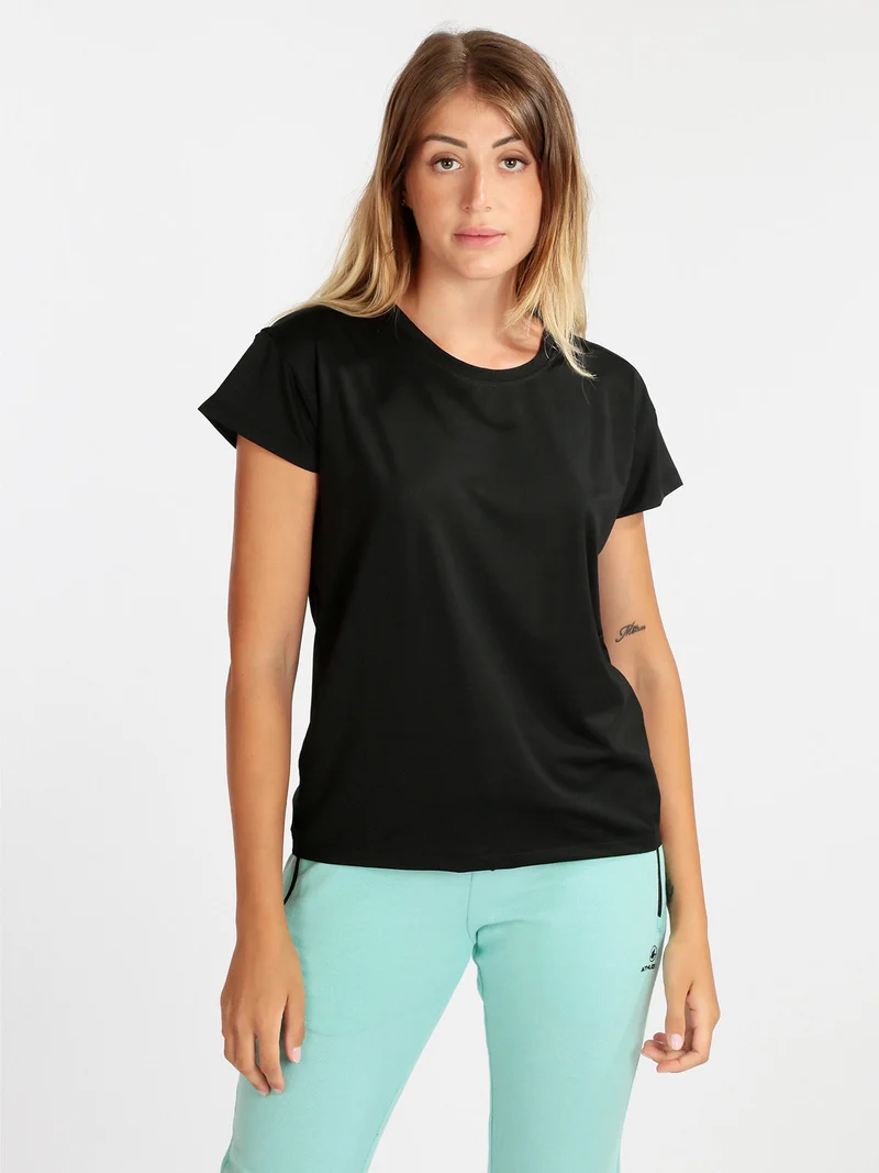 T-shirt donna in tessuto tecnico sportivo - nero