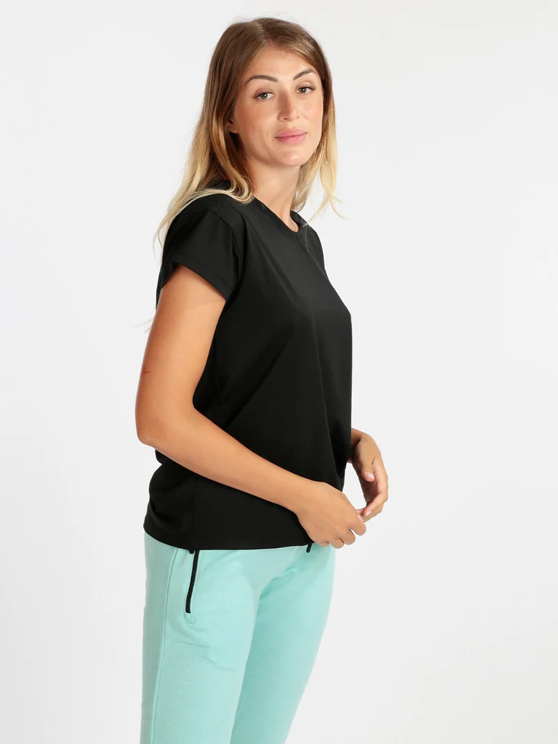 T-shirt donna in tessuto tecnico sportivo - nero