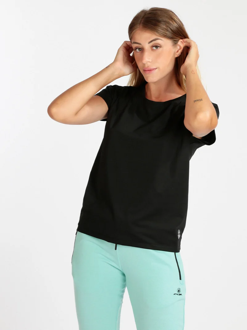 T-shirt donna in tessuto tecnico sportivo - nero