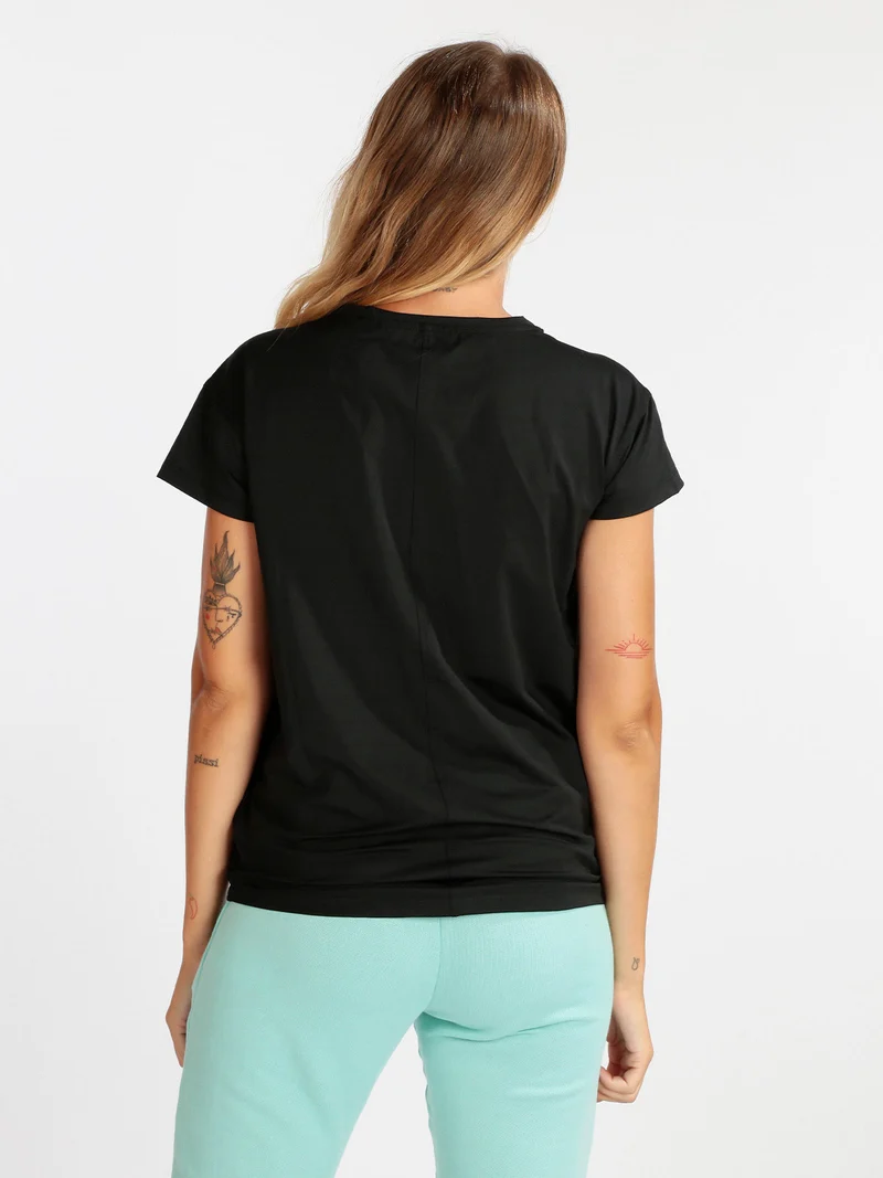 T-shirt donna in tessuto tecnico sportivo - nero