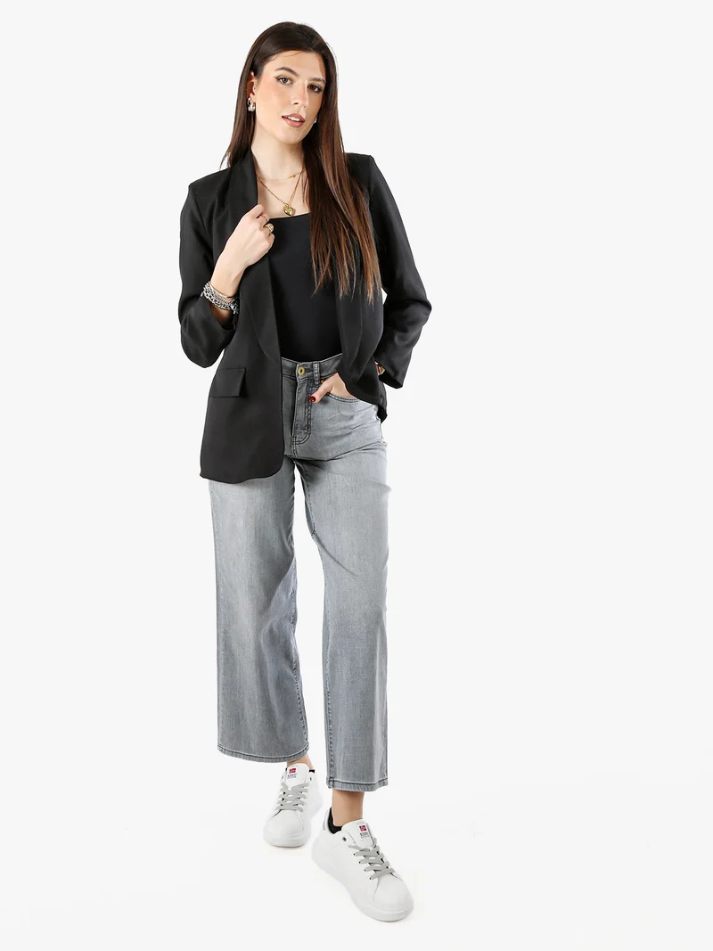 Jeans donna a gamba larga - grigio