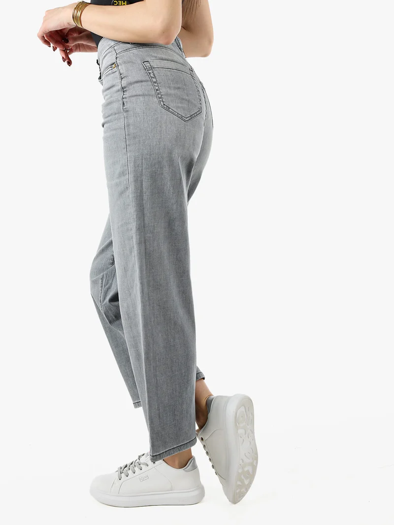 Jeans donna a gamba larga - grigio