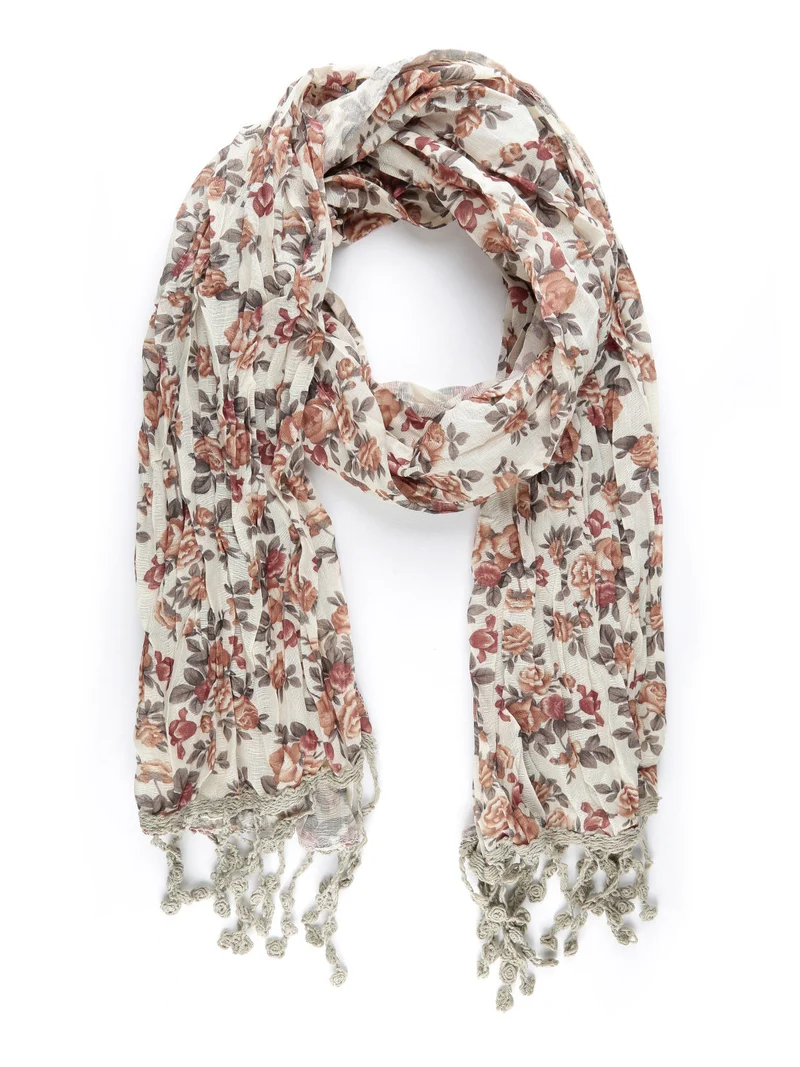 Sciarpa fiorata da donna - marrone