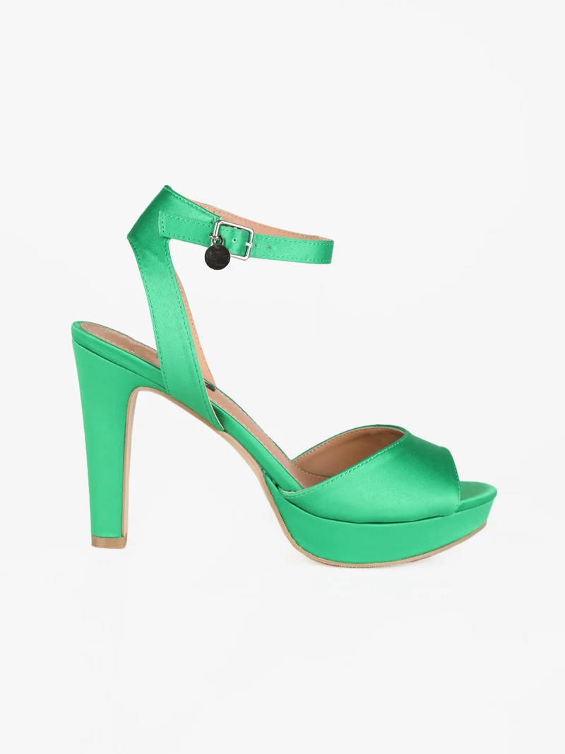 Sandali donna in raso con tacco - verde