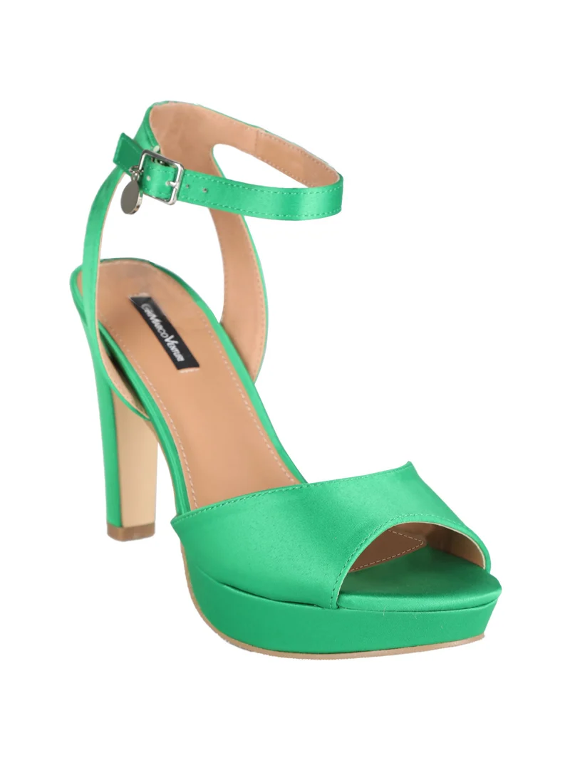 Sandali donna in raso con tacco - verde
