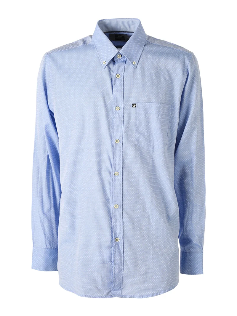 Camicia da uomo in cotone a maniche lunghe con taschino - azzurro