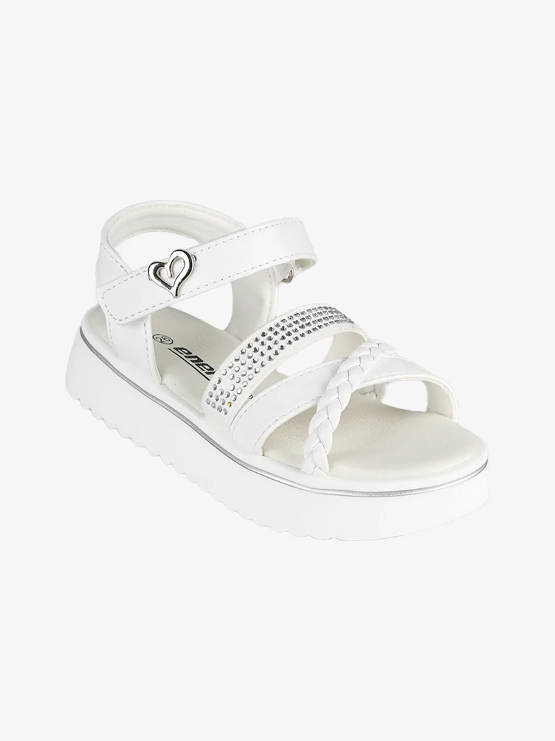 Sandali da bambina con platform e cinturino a strappo - bianco