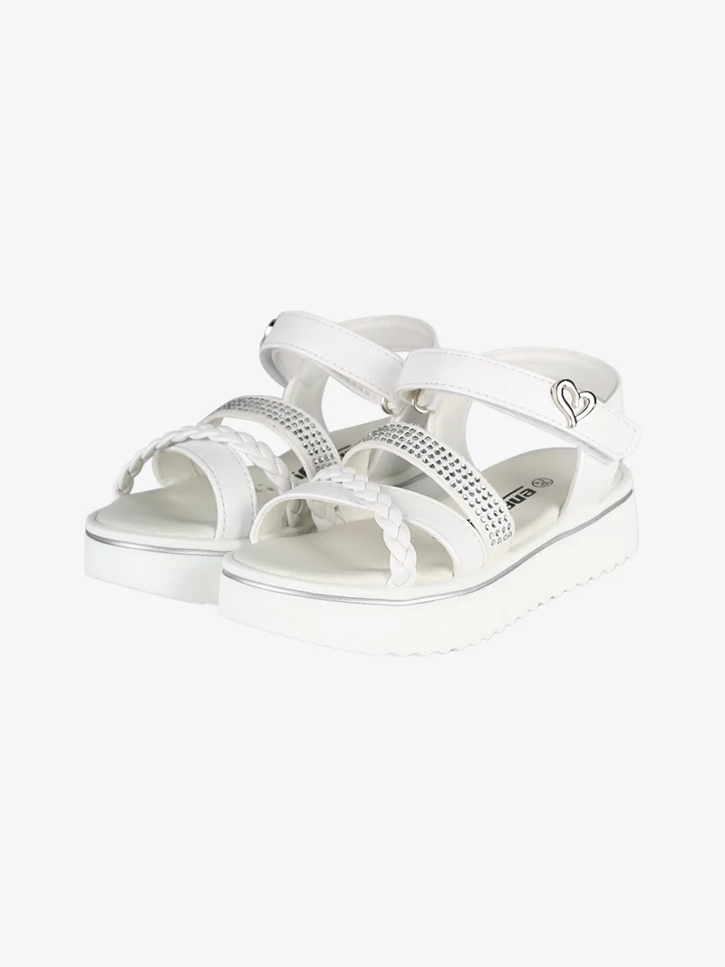 Sandali da bambina con platform e cinturino a strappo - bianco