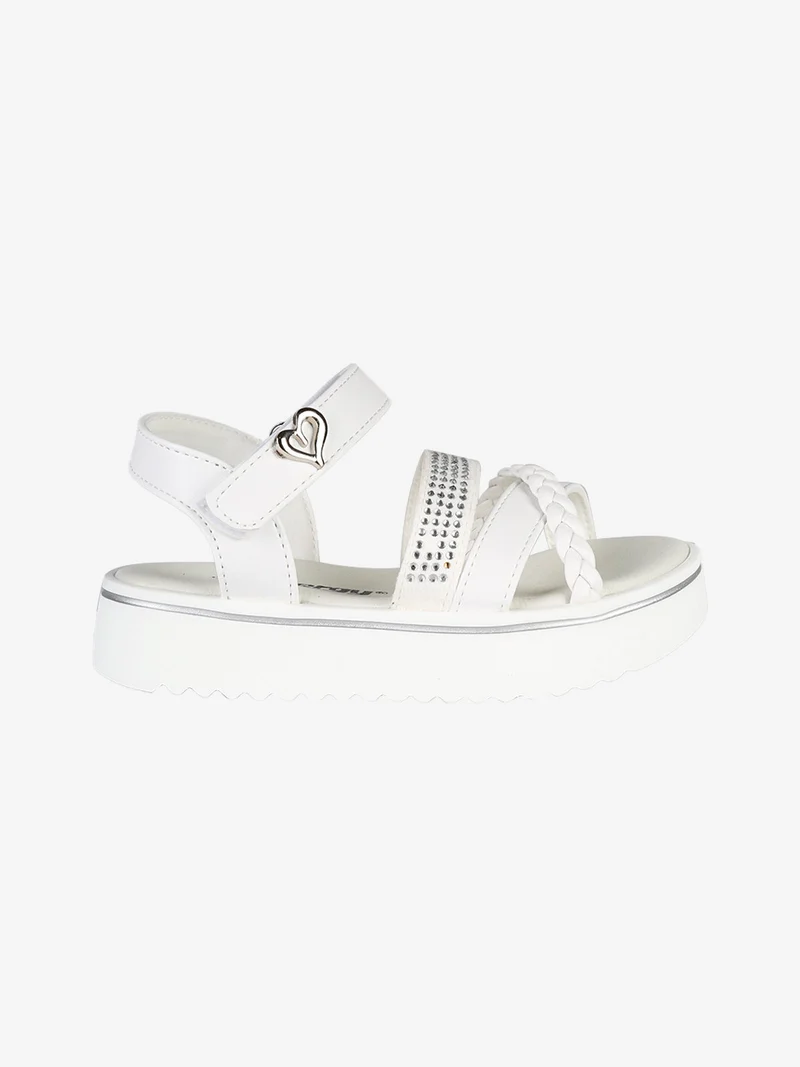 Sandali da bambina con platform e cinturino a strappo - bianco