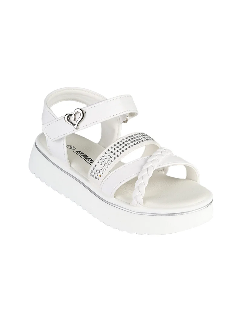 Sandali da bambina con platform e cinturino a strappo - bianco