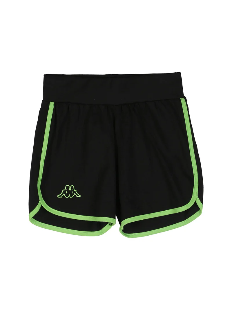 Completo smanicato da ragazza in cotone con canotta cropped e shorts - verde