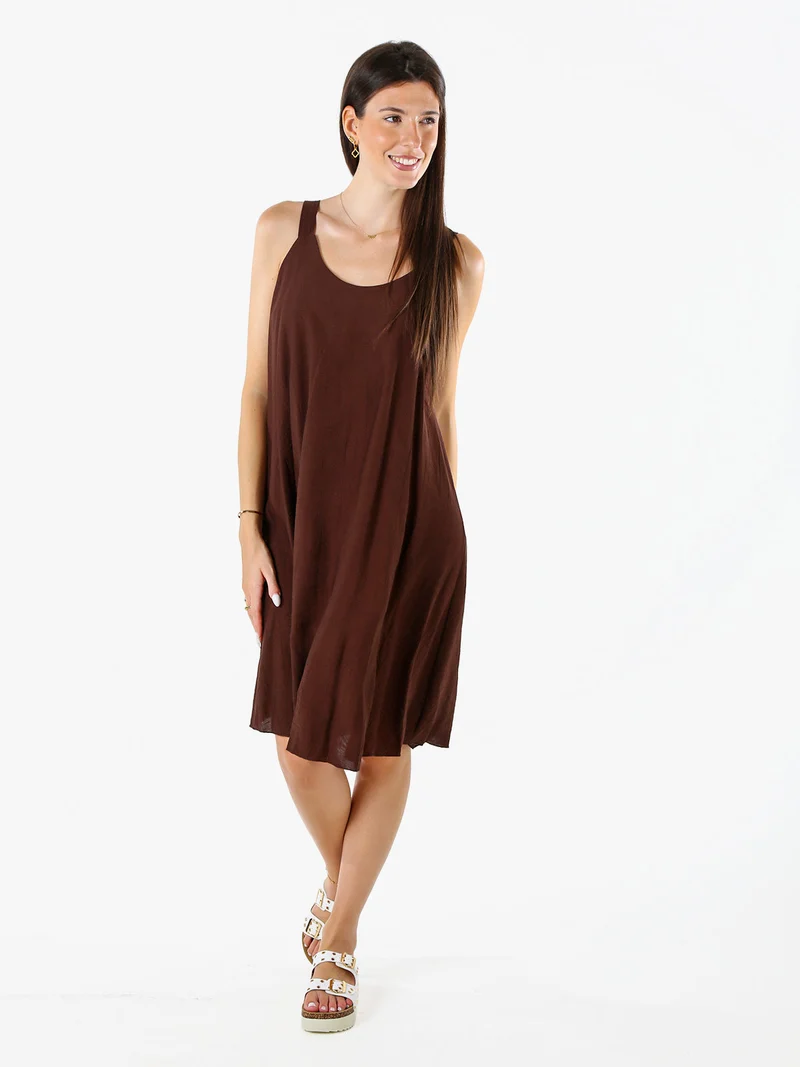 Abito corto da donna oversize a spalla stretta - moro