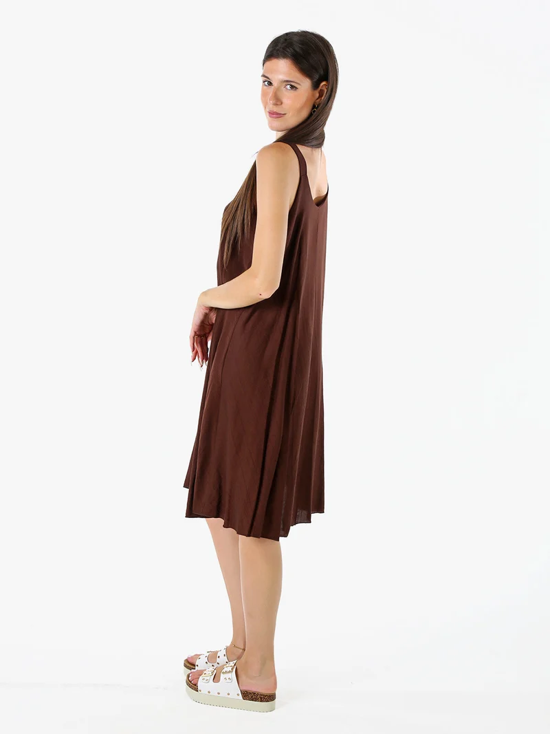 Abito corto da donna oversize a spalla stretta - moro