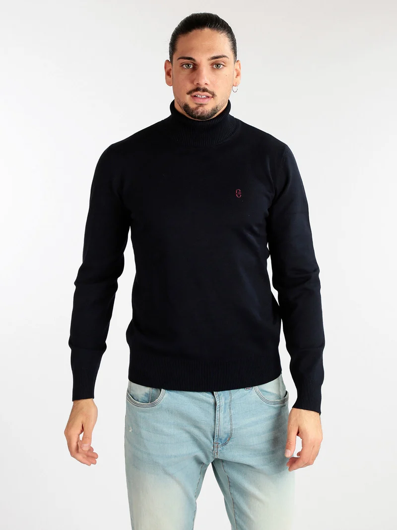 Pullover dolcevita da uomo - blu scuro