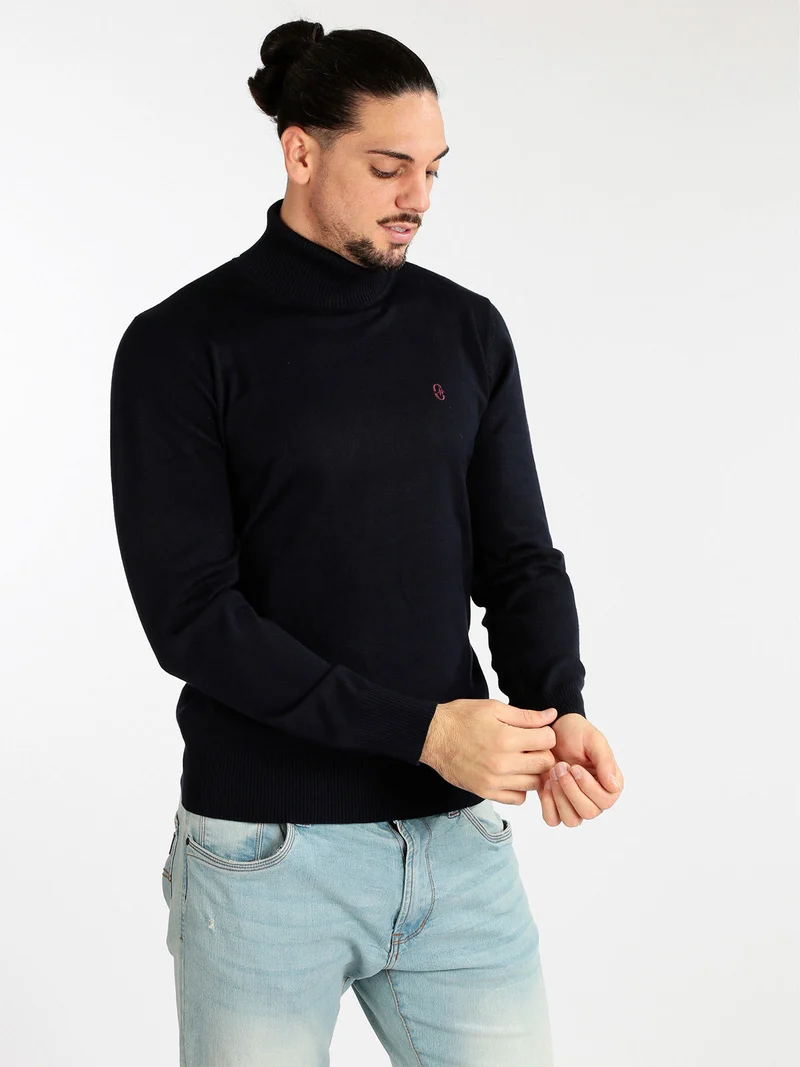 Pullover dolcevita da uomo - blu scuro