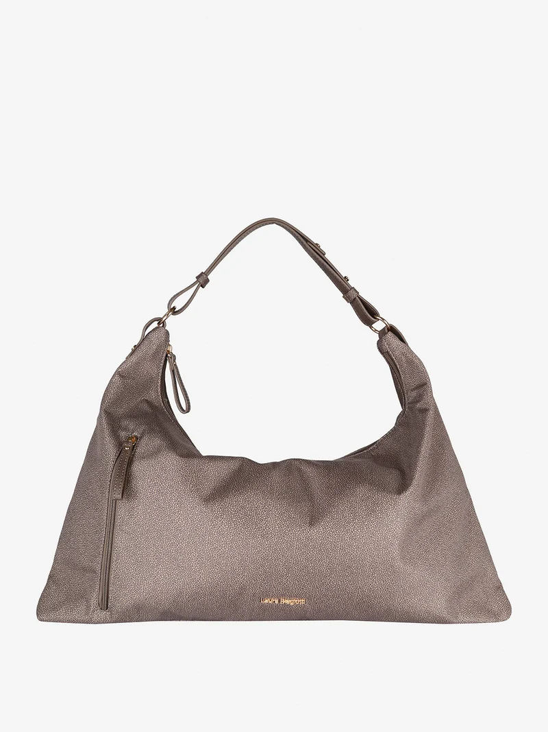 Borsa donna hobo in nylon - fango