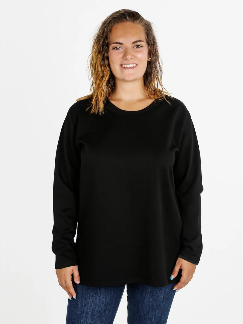 Maglia donna girocollo linea curvy - nero