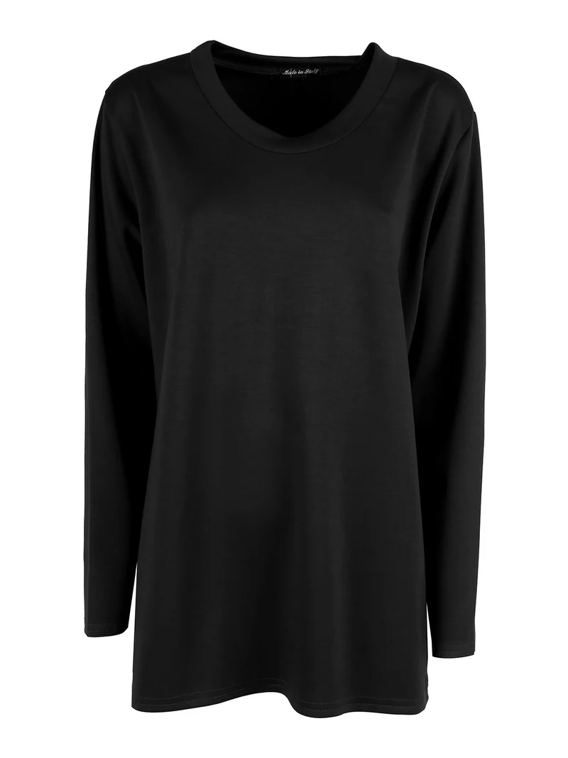 Maglia donna girocollo linea curvy - nero
