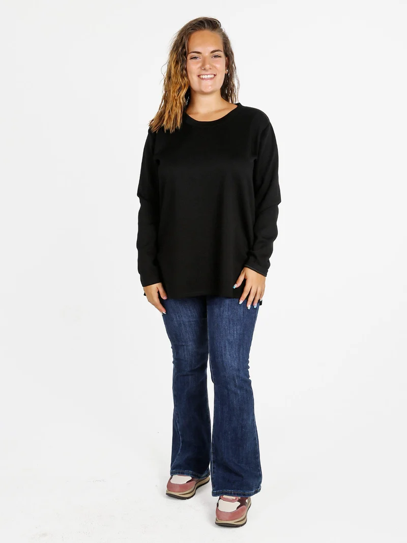 Maglia donna girocollo linea curvy - nero