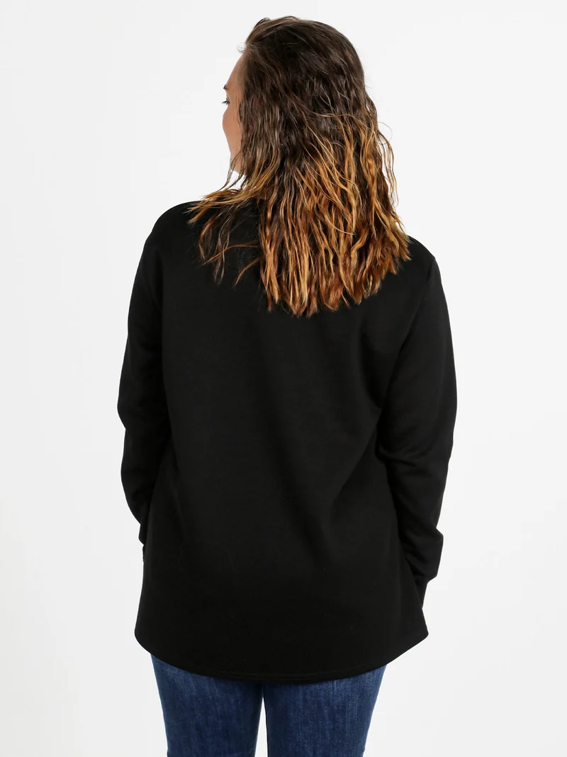 Maglia donna girocollo linea curvy - nero