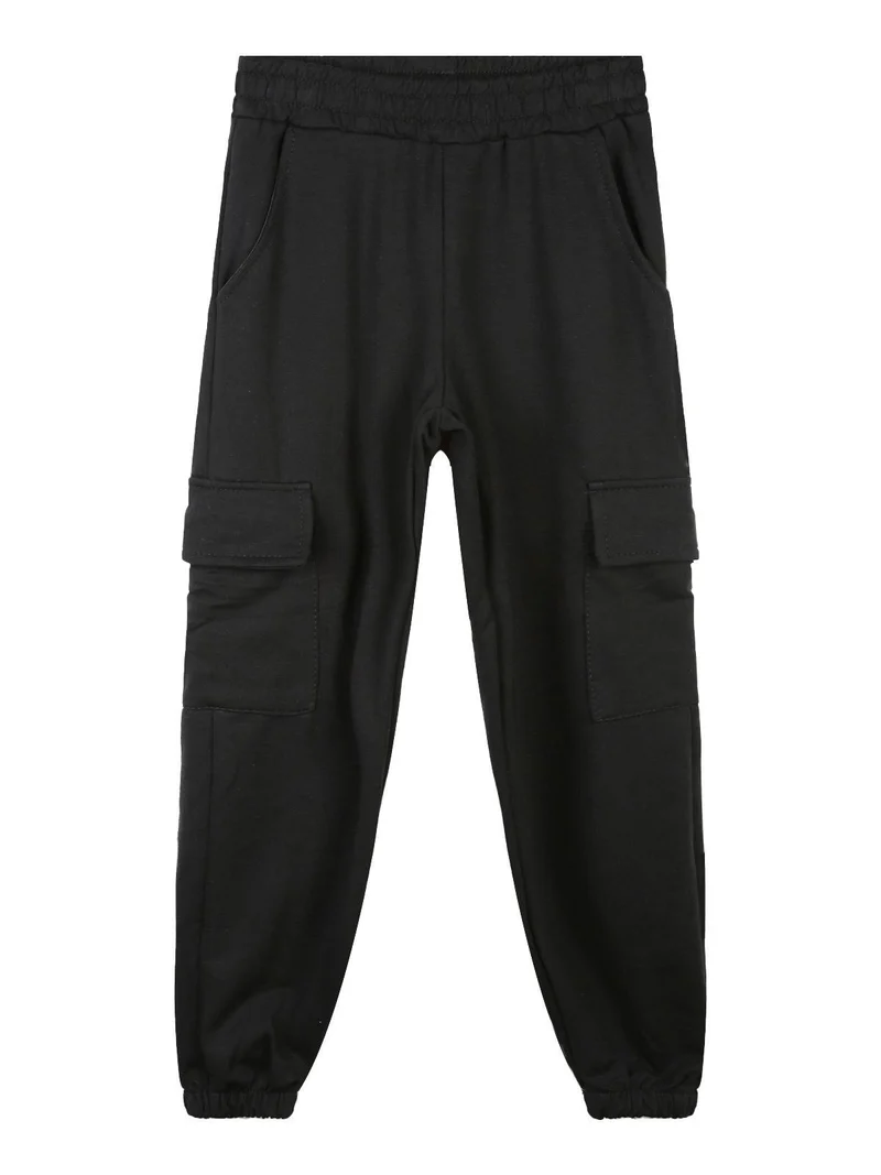Completo tuta sportiva bambina 2 pezzi con tasconi - nero